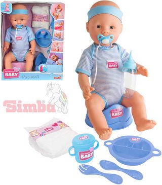 New Born Baby miminko chlapeček 43 cm (pije a čůrá, doplňky)