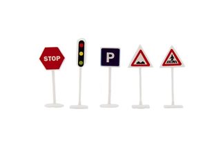 Dopravní značky 14ks plast - 5,5 cm
