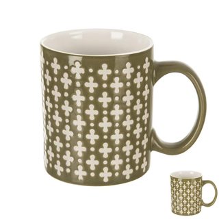 Hrnek keramický KŘÍŽE 0,35 l zelená mix sada 4 ks O0355-16 - dia 8 x 9,5 cm