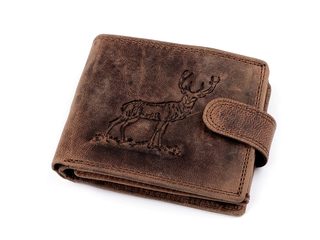 Pánská kožená Peněženka - 9,5x12 cm - Pro Myslivce, Rybáře, Motorkáře