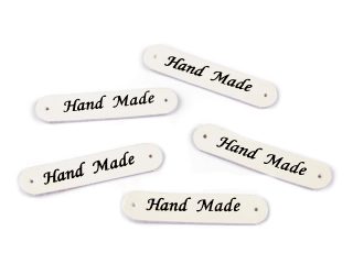 Nášivka / štítek z eko kůže Hand Made 10x48 mm 5 kusů