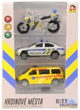 Záchranné složky set auto 2ks s motocyklem český design na baterie Světlo Zvuk