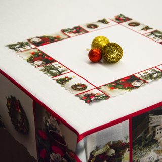 Vánoční ubrus Adventní čas bílý
