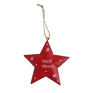 Hvězda k zavěšení VESELÉ VÁNOCE K3776-08 - 9.5 cm