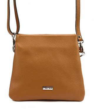 MiaMore Kožená crossbody dámská kabelka se třemi oddíly camel hnědá