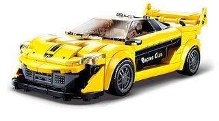 SLUBAN Model Bricks Auto žlutý anglický sporťák 283 dílků + 2 figurky STAVEBNICE