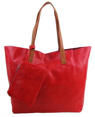 Velká červená shopper dámská taška s crossbody uvnitř
