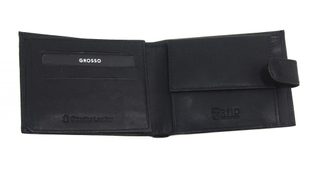GROSSO Kožená pánská peněženka černá RFID se zápinkou v krabičce