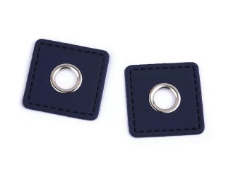 Průchodka s koženkovým čtverečkem k našití, průvlek 10 mm 4 kusy