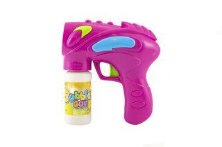 Pistole bublifuk s náplní plast 15cm na baterie asst 2 barvy na kartě