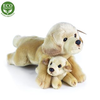 Plyšový labrador s miminkem ležící 25 cm