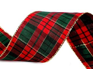 Károvaná stuha s lurexem šíře 38 mm METRÁŽ
