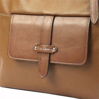 Pierre Cardin Kožená dámská kabelka přes rameno s čelní kapsou camel hnědá