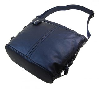 Moderní velká crossbody kabelka 74-MH metalická modrá