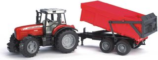 Bruder traktor Massey Ferguson + sklápěcí vůz červený 02045