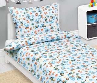 Povlečení bavlněné Junior Modrá 90/008 140x200, 70x90 cm