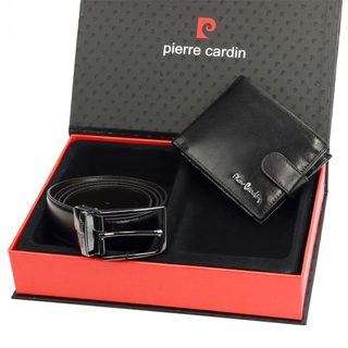 Pierre Cardin Dárková pánská luxusní sada kožený opasek a peněženka