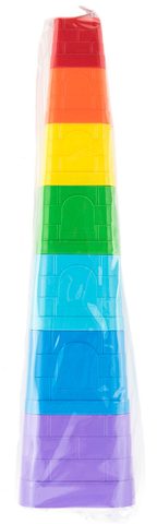 Baby Kubus pyramida hranatá barevná věžička skládací 7 dílků plast