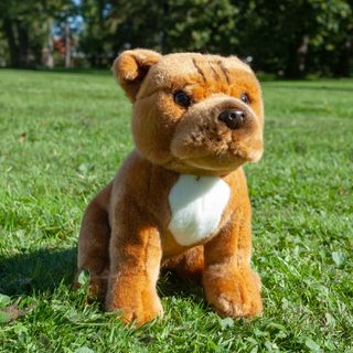Plyšový pes stafordšírský bulteriér sedící, 30 cm