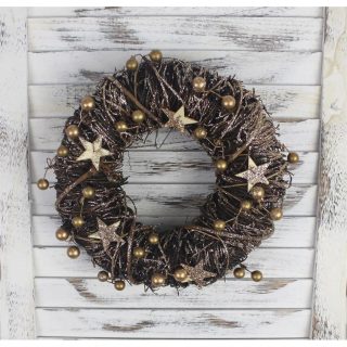 Věnec se zlatými ozdobami průměr 24cm P0472