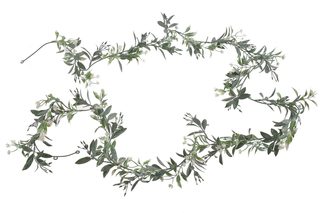 Umělá girlanda ruscus 240 cm - zelená/bílá