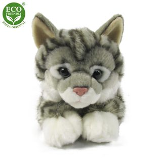 Plyšová mourovatá kočka šedá 42 cm ECO-FRIENDLY