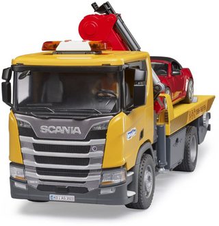 BRUDER 03552 Auto Scania Super 560R odtahovka + roadster na baterie Světlo Zvuk