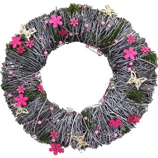 Věnec s dekoracemi jarní větší P0576/2 - 34 cm