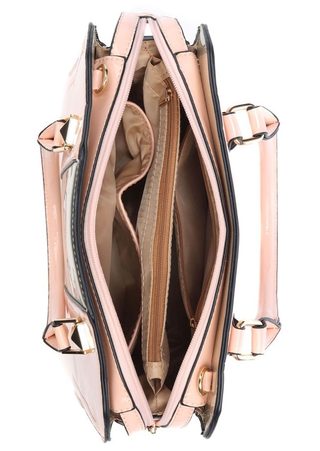 Kabelka dámská béžová s růžovým pruhem model A34176 elegantní přes rameno
