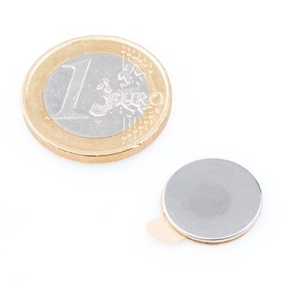 Neodymový magnet kotouč Ø 15 mm, v. 1 mm, samolepicí 3M, síla 860 g 10 kusů