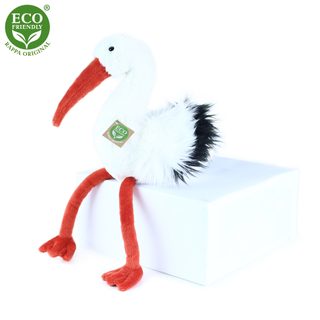 Plyšový pták čáp sedící 23 cm