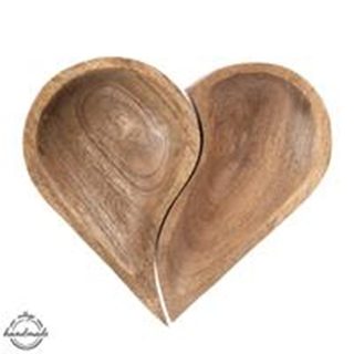 Miska dřevo MANGO srdce serv. dělená XxX cm - 30,5x26x3,7cm