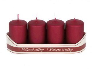 Adventní svíčky válec 40/70 mm 4 ks - metalicky vínová mat