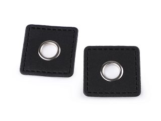 Průchodka s koženkovým čtverečkem k našití, průvlek 10 mm 4 kusy