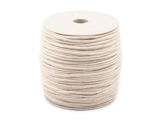 Oděvní šňůra / bavlněná příze / knot Ø3 mm splétaná návin 100 m