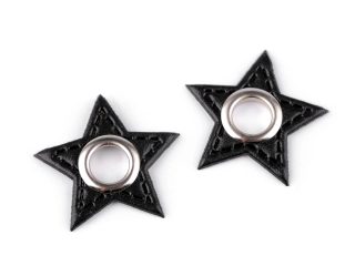 Průchodka s koženkovou hvězdou k našití, průvlek 8 mm 20 kusů