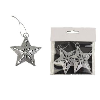Ozdoba hvězda, 2ks K1095/ST - dia 7 x 1,5 cm