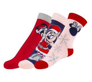 Ponožky dětské Minnie 2 - sada 3 páry Červená,Růžová,Fialová,Stříbrná Minnie 27-30