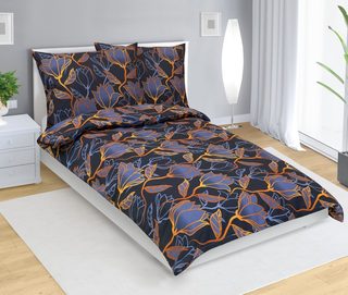 Bavlněné povlečení Modrá,Zlatá 90/539