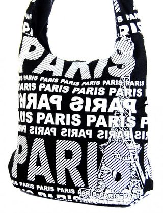 Moderní látková crossbody taška PARIS s bílým potiskem
