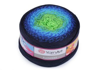 Duhová pletací příze Flowers YarnArt (250 g / 1000 m)
