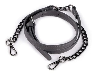 Koženkový popruh / ucho s řetízkem a karabinami na kabelku délka 115-130 cm