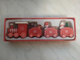 Vánoční vláček s postavičkami - červená/bílá