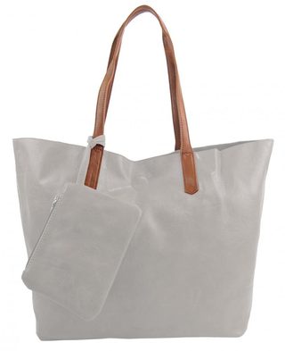 Velká světle šedá shopper dámská taška s crossbody uvnitř