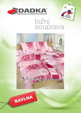 Bavlněné povlečení Pampelišky 3D vínové 140x200, 70x90 cm