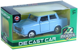 Auto retro Trabant kovový model zpětný chod 4 barvy v krabičce