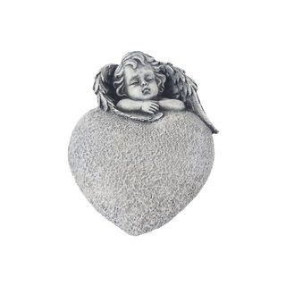 Dekorace na hrob srdce s andělem X7468 - 10.5 × 10.5 × 10 cm