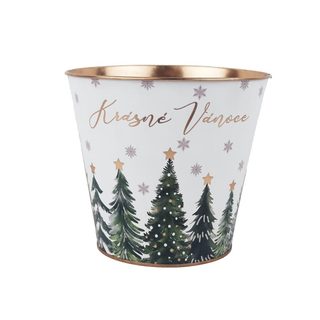 Vánoční plechový květináč K4987/3 - D16.5XH15.2 cm B:D12 cm