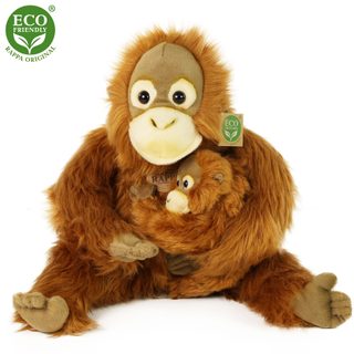 Plyšový orangutan s mládětem 25 cm