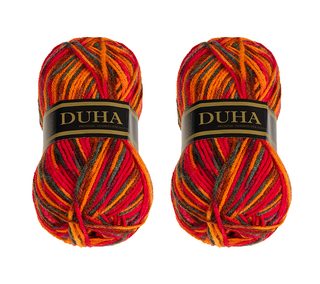 SET 2ks - Příze DUHA Oranžová,Hnědá,Červená /048
